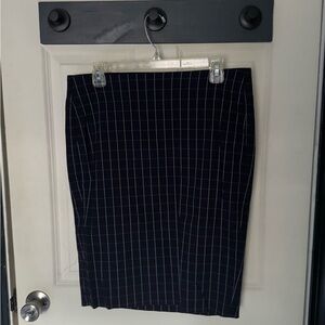 Elle Windowpane Pinstripe Pencil Skirt